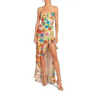 NEW AMANDA UPRICHARD eden floral ruffle high-low gown in multi
